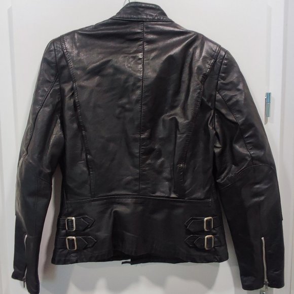 Leather Attic moto leather jacket black women's size 7/8 - Picture 3 of 10